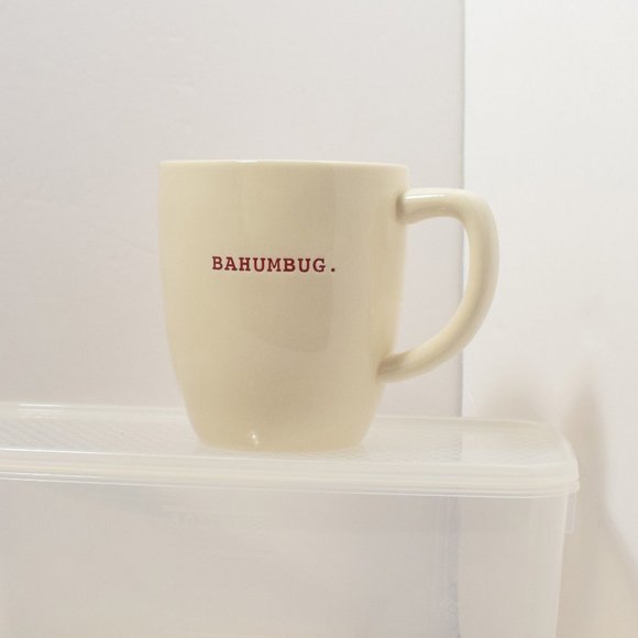 Christmas Rae Dunn BAHUMBUG Mug White Red Letters Holiday Cup New Magenta Coffee - Picture 9 of 10